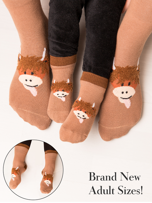 Neutral Highland Cow Socks