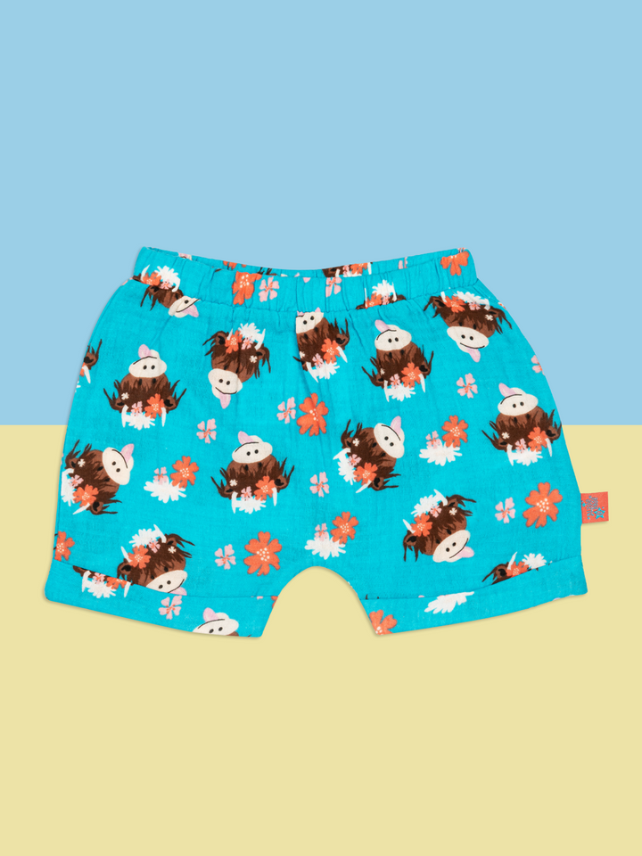 Bonnie Highland Cow Muslin Shorts