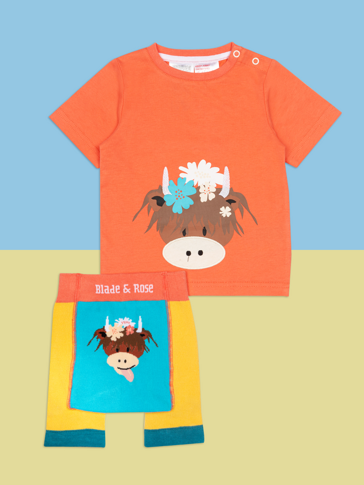 Bonnie Highland Cow Summer Outfit (2PC)