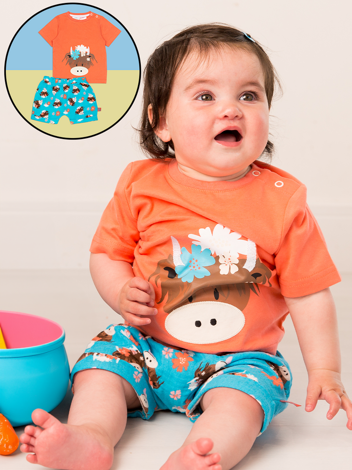 Bonnie Highland Cow Lightweight Summer Outfit (2PC)