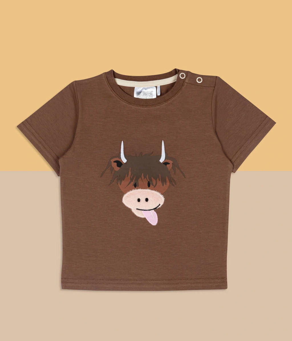 Neutral Highland Cow Tee