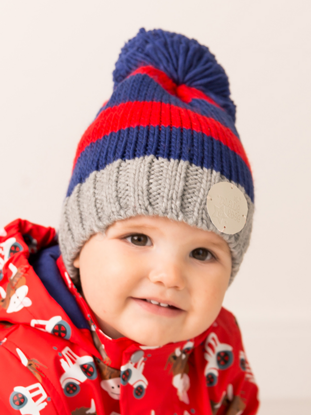 Red and Blue Striped Bobble Hat Blade & Rose UK